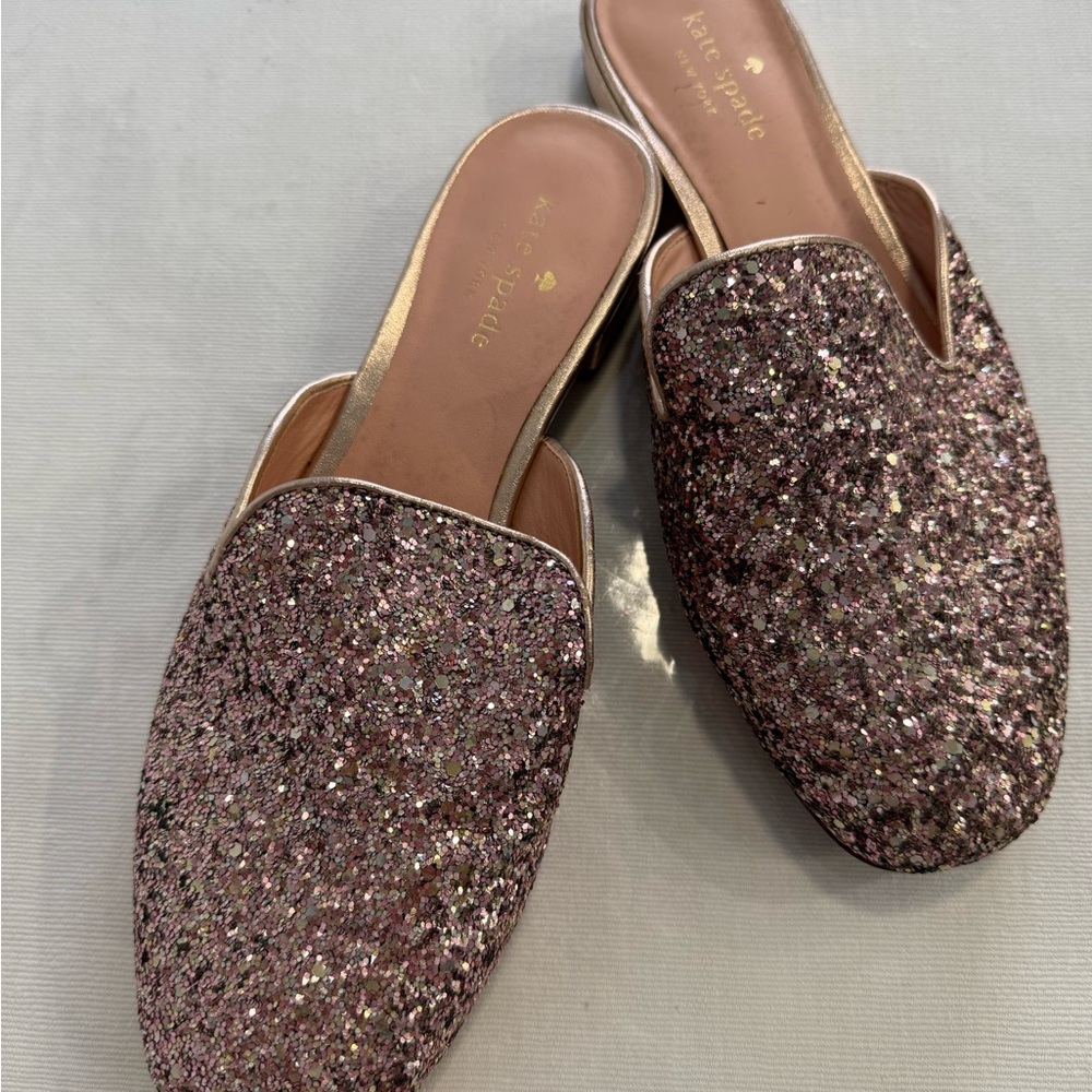 Kate Spade Pink Glitter Mules
